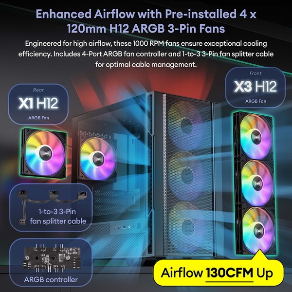 Okinos PC������ Cypress 3 ARGB ARGB�ե���4��ɸ����� Micro-ATX/ITX�б� ΢�������ڡ������ �ߥɥ륿� �ڥ���󥻥��Բġ��̳�ƻ����Υ�������Բġ�