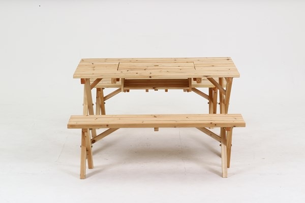 不二貿易 BBQテーブル&ベンチセット コンロスペース付 NA SD09-1032NA 商品コード84524【代引・日時指定・キャンセル不可・北海道沖縄離島配送不可】 -お取リ寄せ-