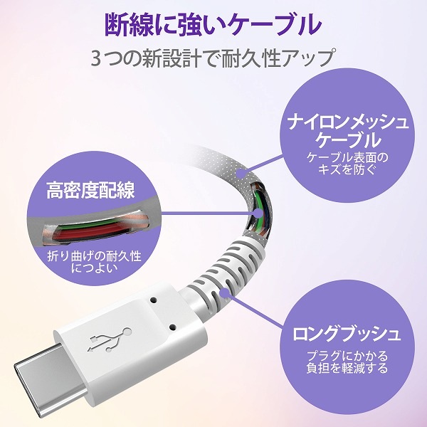 ELECOM 쥳 MPA-CCS20PNWH ώΡ̎ގڎUSB̎ގ USB(C-C) ѵ USB Power Deliveryб ǧ 2.0m Ύ܎ ڥ󥻥Բġ̳ƻΥԲġ
