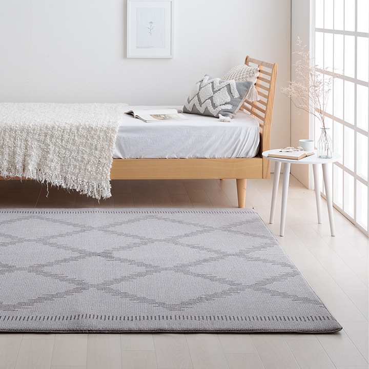 イケヒコ ラグ カーペット ベニワレン柄 シンプル 撥水 手洗い ボリュームラグ ホットカーペット対応 床暖房対応 アイボリー 約200×250cm 1274040143201【代引き不可】【北海道沖縄離島は配送不可】-お取り寄せ品-