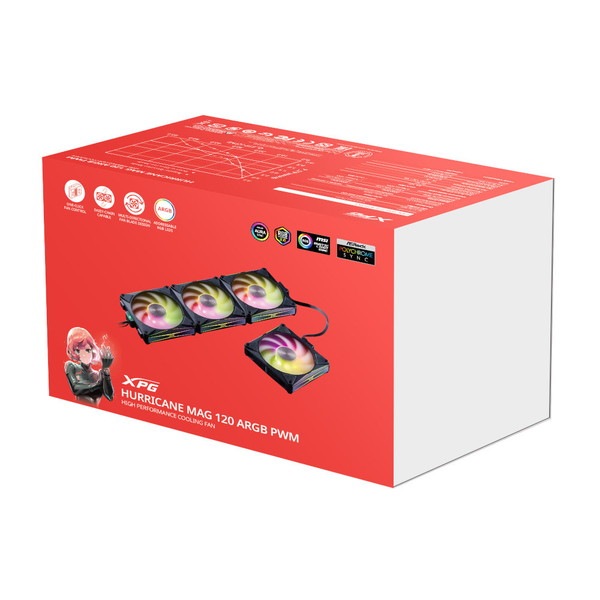 XPG �������ե��� HURRICANE MAG 120 ARGB PWM (�֥�å� 4�ĥѥå�) �ޥ��ͥåȼ���³ ���ž/�ղ�ž�ڤ��ؤ���ǽ ARGBȯ�� ADATA HURRICANEMAG120ARGBPWM4C-BKCWW �ڥ���󥻥��Բġ��̳�ƻ����Υ�������Բġ� -������-