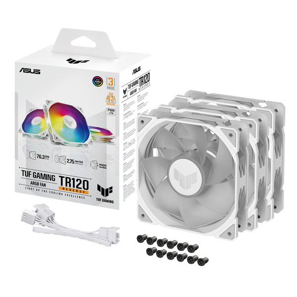 ASUS PC�������ե��� ��TUF GAMING TR120�ץ��꡼�� TUF GAMING TR120 FAN ARGB REVERSE WHITE 3IN1 TUFGAMINGTR120FAN ARGB REWHT3IN1 �ղ�ž �ۥ磻�� ��ڥ���󥻥��Բġ��̳�ƻ����Υ�������Բġ�