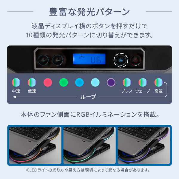 OWLTECH ゲーミング ノートPCクーラー OWL-GNC-RGB2 冷却ファン6基搭載 RGBイルミネーション対応 液晶ディスプレイ搭載 オウルテック 【キャンセル不可・北海道沖縄離島配送不可】 -お取り寄せ-