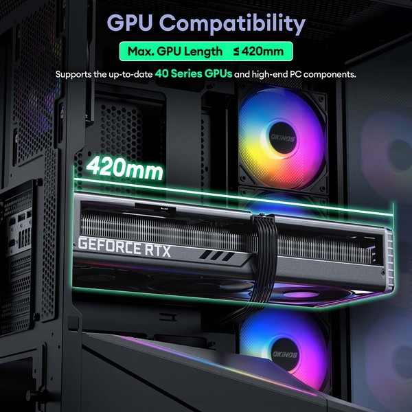 Okinos PCケース Aqua 9 ARGB ARGBファン5基標準搭載 裏配線マザーボード対応 脱着式ダストフィルター ATX/Micro-ATX/ITX対応 ピラーレス ミドルタワー 【キャンセル不可・北海道沖縄離島配送不可】