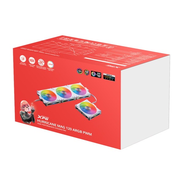 XPG �������ե��� HURRICANE MAG 120 ARGB PWM (�ۥ磻�� 4�ĥѥå�) �ޥ��ͥåȼ���³ ���ž/�ղ�ž�ڤ��ؤ���ǽ ARGBȯ�� ADATA HURRICANEMAG120ARGBPWM4C-WHCWW �ڥ���󥻥��Բġ��̳�ƻ����Υ�������Բġ� -������-