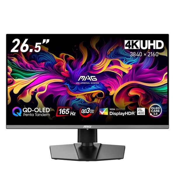 MSI 4K QD-OLED�ѥͥ���ܤǰ���Ū����ȥ饹�Ȥ����䤫�ʿ�ɽ���Ϥ�������������������ڤ���륲���ߥ󥰥�˥��� MAG 272UP QD-OLED E16 26.5����� 4K UHD (3,840��2,160)  165Hz  0.03ms(GTG)