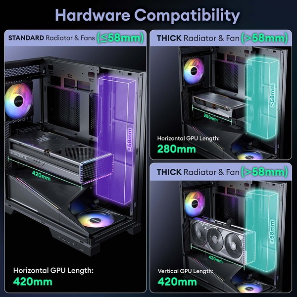Okinos PCケース Aqua 93 3面ガラスパネル仕様 ARGBファン2基標準搭載 裏配線マザーボード対応 ATX/Micro-ATX/ITX対応 ピラーレス ミドルタワー 【キャンセル不可・北海道沖縄離島配送不可】