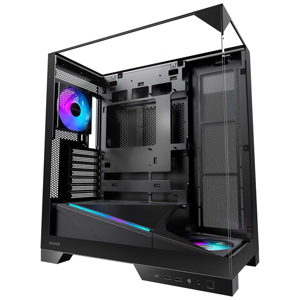 Okinos PCケース Aqua 93 3面ガラスパネル仕様 ARGBファン2基標準搭載 裏配線マザーボード対応 ATX/Micro-ATX/ITX対応 ピラーレス ミドルタワー 【キャンセル不可・北海道沖縄離島配送不可】