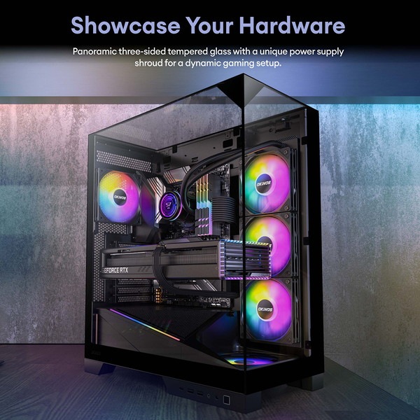 Okinos PCケース Aqua 93 3面ガラスパネル仕様 ARGBファン2基標準搭載 裏配線マザーボード対応 ATX/Micro-ATX/ITX対応 ピラーレス ミドルタワー 【キャンセル不可・北海道沖縄離島配送不可】