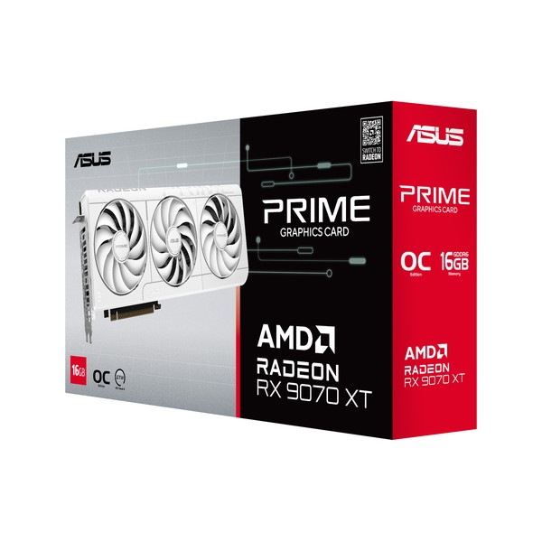 ASUS PRIME-RX9070XT-O16G-WHITE グラフィックボード AMD Radeon RX 9070 XT バスインターフェイス:PCI Express 5.0 メモリ:GDDR6/16GB 2.5スロット設計 ホワイト【キャンセル不可・北海道沖縄離島配送不可】