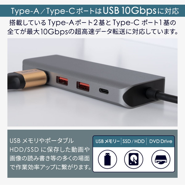 OWLTECH 5 in 1 USB Type-C マルチポートアダプタ OWL-DSU31A2HLC-SV USB 10Gbps、HDMI/LAN/Type-A×2/PD対応Type-C オウルテック 【キャンセル不可・北海道沖縄離島配送不可】 -お取り寄せ-