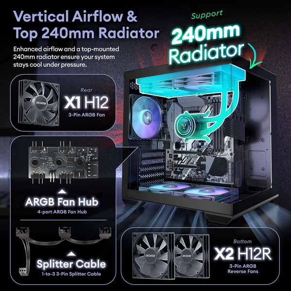 Okinos PC Mirage 4 ARGB Black ARGBե3ɸ æ弰ȥե륿 Micro-ATX/ITXб ΢ڡ ԥ顼쥹 ֥å ڥ󥻥Բġ̳ƻΥԲġ