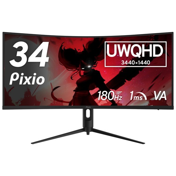 Pixio 湾曲ゲーミングモニター PXC348C NEO 34インチ VAパネル UWQHD 180Hz PXC348CN-O 【キャンセル不可・北海道沖縄離島配送不可】