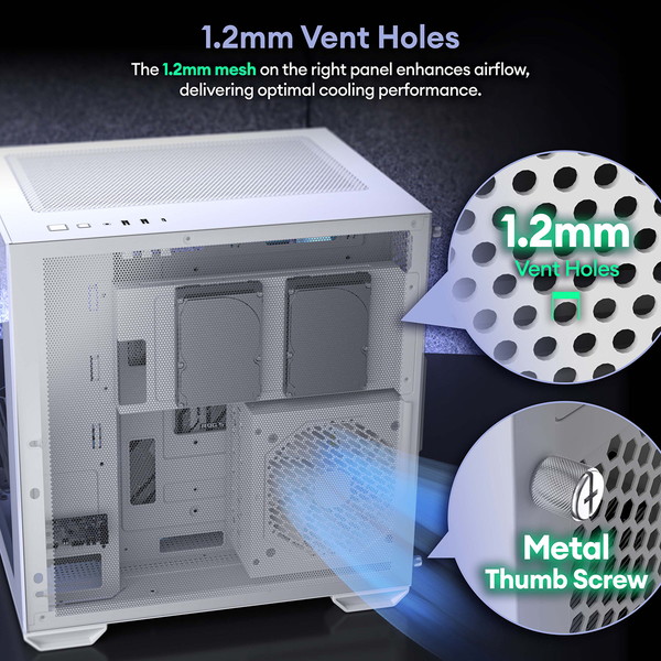 Okinos PCケース Mirage 4 ARGB White ARGBファン3基標準搭載 脱着式ダストフィルター Micro-ATX/ITX対応 裏配線スペース搭載 ピラーレス ホワイト 【キャンセル不可・北海道沖縄離島配送不可】