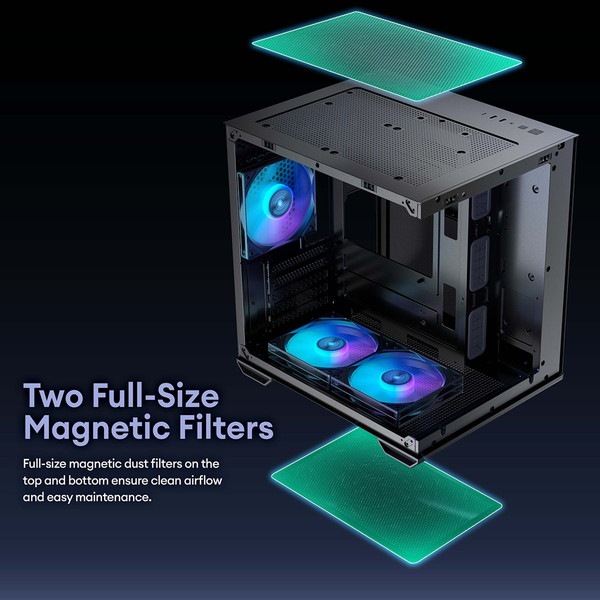 Okinos PCケース Mirage 4 ARGB White ARGBファン3基標準搭載 脱着式ダストフィルター Micro-ATX/ITX対応 裏配線スペース搭載 ピラーレス ホワイト 【キャンセル不可・北海道沖縄離島配送不可】