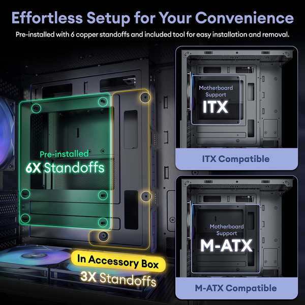 Okinos PCケース Mirage 4 ARGB White ARGBファン3基標準搭載 脱着式ダストフィルター Micro-ATX/ITX対応 裏配線スペース搭載 ピラーレス ホワイト 【キャンセル不可・北海道沖縄離島配送不可】