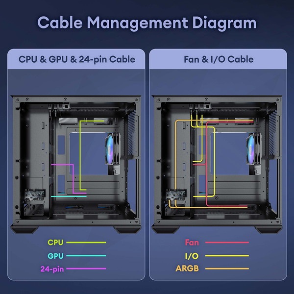 Okinos PCケース Mirage 4 ARGB White ARGBファン3基標準搭載 脱着式ダストフィルター Micro-ATX/ITX対応 裏配線スペース搭載 ピラーレス ホワイト 【キャンセル不可・北海道沖縄離島配送不可】