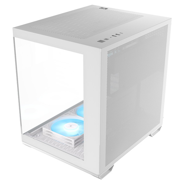 Okinos PCケース Mirage 4 ARGB White ARGBファン3基標準搭載 脱着式ダストフィルター Micro-ATX/ITX対応 裏配線スペース搭載 ピラーレス ホワイト 【キャンセル不可・北海道沖縄離島配送不可】