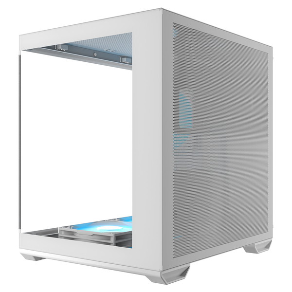 Okinos PCケース Mirage 4 ARGB White ARGBファン3基標準搭載 脱着式ダストフィルター Micro-ATX/ITX対応 裏配線スペース搭載 ピラーレス ホワイト 【キャンセル不可・北海道沖縄離島配送不可】