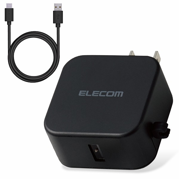 ELECOM ���쥳�� MPA-ACC23BK AC���Ŵ� ���ώΎ����̎ގڎ����� 2.4A���� Type-C USB-C �����̎ގ�Ʊ�� 1.5m USB-A�Ҏ�1�Ύߎ��� ���ޤ���������� �̎ގ׎��� �ڥ���󥻥��Բġ��̳�ƻ����Υ�������Բġ�
