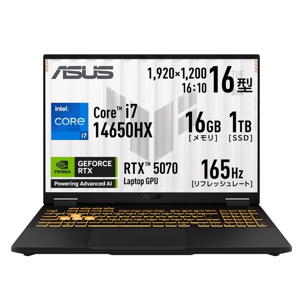 �����ߥ󥰥Ρ��ȥѥ����� ASUS TUF Gaming F16 FX608JPR-I7R507016G [�������������졼]��16�� / Windows 11 Home / Core i7-14650HX / ����16GB / SSD1TB / NVIDIA RTX 5070 / Office̵�� / Ĺ���֥Хåƥ꡼12.3���֡�