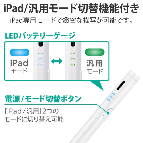 ELECOM ���쥳�� P-TPACSTHY01WH ���å��ڥ� �������饹�ڥ� ( iPad�� / �Ƽ凉�ޥۡ����֥�å��� ) 2�⡼����� ���ż� USB Type-C ���� �������� �ڥ���1.5mm �˺� D�� �ڥ���򴹲� �ۥ磻�ȡڥ���󥻥��Բġ��̳�ƻ����Υ�������Բġ�