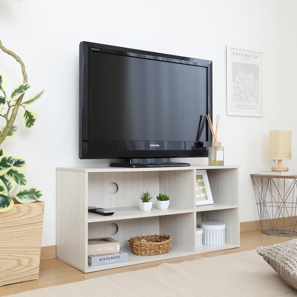 不二貿易 TVラック89 ホワイトウォッシュ 商品コード 43872 【代引・日時指定・キャンセル不可・北海道沖縄離島配送不可】 -お取リ寄せ-