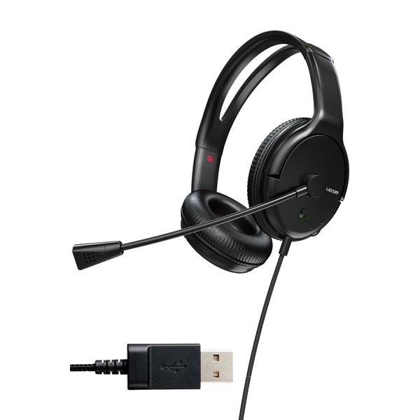 ELECOM エレコム HS-HP07SUBK 有線ヘッドセット 指向性マイク ノイズキャンセリング USB-A 大型 1.8m ブラック【キャンセル不可・北海道沖縄離島配送不可】