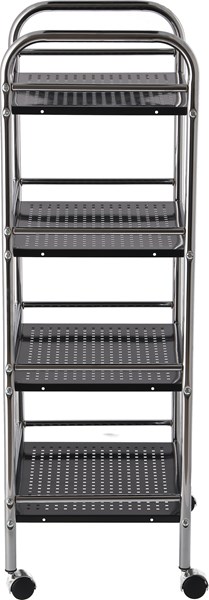 不二貿易 マルチワゴン4段 BK/CR 1664K(J164Q4K) 商品コード93398【代引・日時指定・キャンセル不可・北海道沖縄離島配送不可】 -お取リ寄せ-