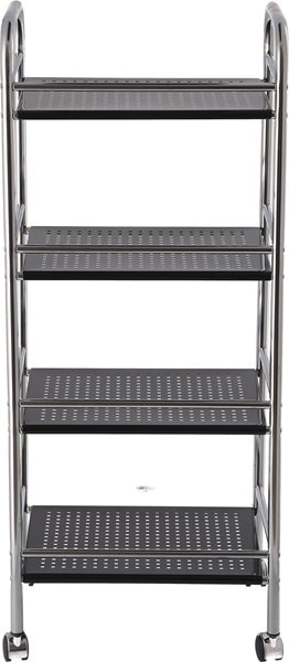 不二貿易 マルチワゴン4段 BK/CR 1664K(J164Q4K) 商品コード93398【代引・日時指定・キャンセル不可・北海道沖縄離島配送不可】 -お取リ寄せ-