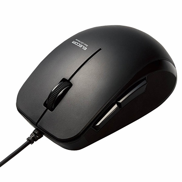 ELECOM エレコム M-BL28UBKBK BlueLEDマウス 有線 5ボタン サイドラバー 抗菌 ブラック 【キャンセル不可・北海道沖縄離島配送不可】