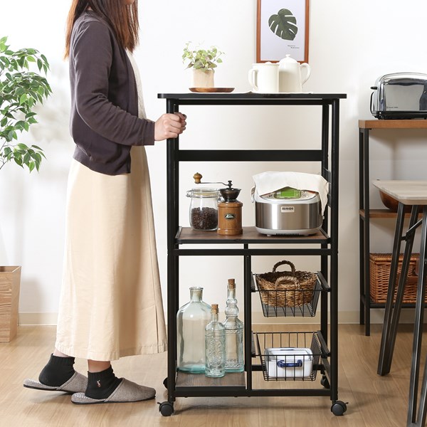 不二貿易 レンジワゴン FBC-9812 BK/BR FBC-9812 BK/BR 商品コード14638【代引・日時指定・キャンセル不可・北海道沖縄離島配送不可】 -お取リ寄せ-