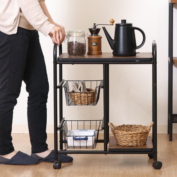 不二貿易 キッチンワゴン FBC-02-1 BK/BR FBC-02-1 BK/BR 商品コード14639【代引・日時指定・キャンセル不可・北海道沖縄離島配送不可】 -お取リ寄せ-