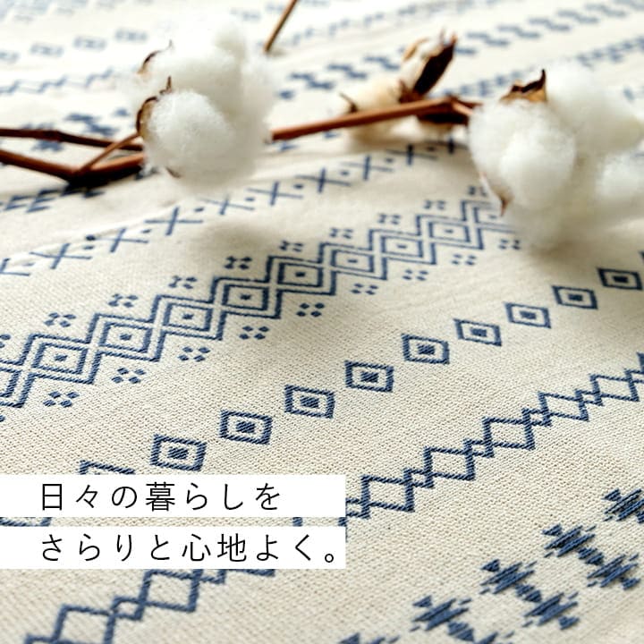 イケヒコ ラグ カーペット 正方形 インド綿 吸湿性 シンプル ナチュラル 幾何学 ボーダー タッセル付き コンパクト ホットカーペット対応 床暖房対応 オールシーズン ブルー 約2畳 約180×180cm 1293950044902【代引き不可】【北海道沖縄離島は配送不可】-お取り寄せ品-