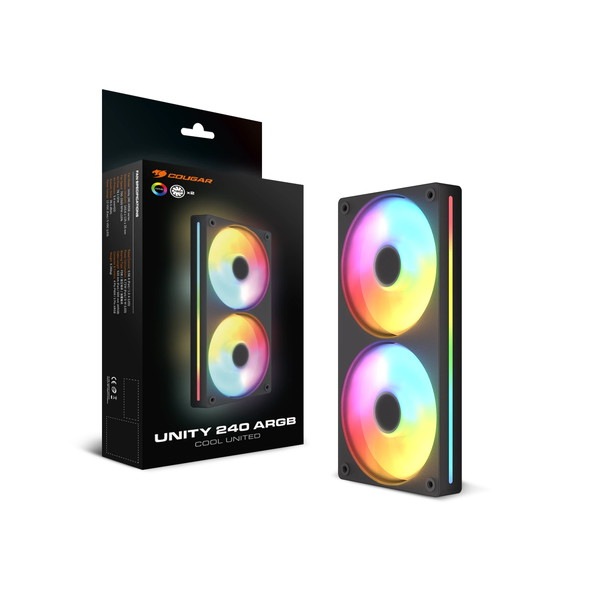 COUGAR �������ե��� CF-UN240RB-RGB (Unity240-RB ARGB) Black REVERSE BLADE ���ɥ쥵�֥�RGB LED FDB 4-Pin (PWM) ��ž����700-1600 RPM��10%�����̡�49.01 CFM ������2.31 mmH2O �ݾڡ�3ǯ�ڥ���󥻥��Բġ��̳�ƻ����Υ�������Բġ�