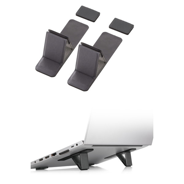 ELECOM エレコム PCA-LTSLS01GY ノートパソコンスタンド 折り畳み 排熱効果 姿勢改善 滑り止め 【 ~15.6インチ MacBook Laptop パソコン 等対応 】 貼り付け式 コンパクトタイプ ダークグレー 【キャンセル不可・北海道沖縄離島配送不可】