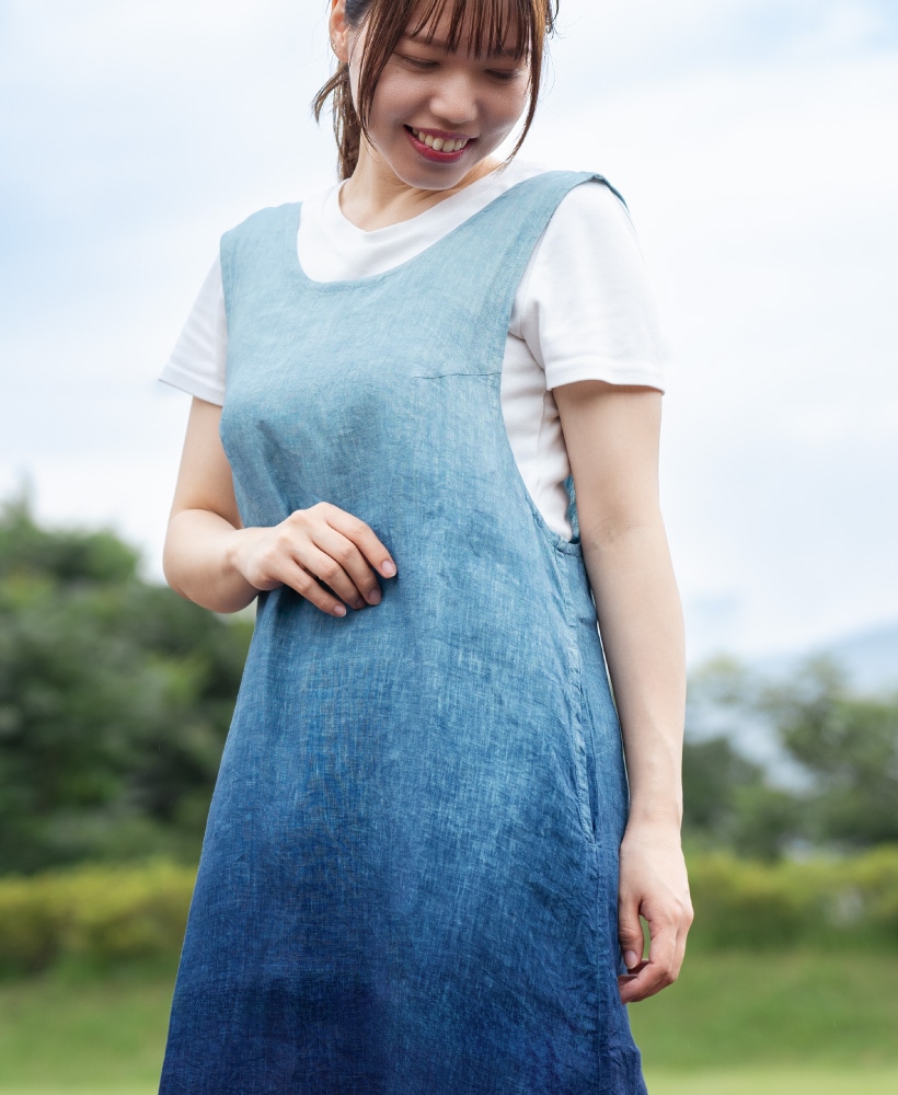 藍染バッククロスエプロン | レディースエプロン,カバータイプ,柄
