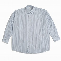 Gymphlex ジムフレックス ワイドシャツ レギュラーカラー ストライプ サックス×ホワイト