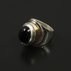 TOUAREG SILVER JEWELRY トゥアレグ シルバー ジュエリー POURE SILVER RING シルバーリング  オニキス中 シルバー|T|BRAND