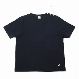 Agreable アグレアーブル ヘビーコットン 肩ボタンTシャツ ネイビー