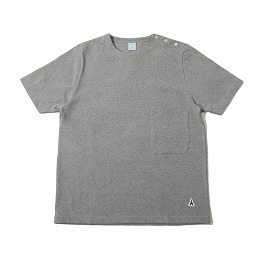 Agreable アグレアーブル ヘビーコットン 肩ボタンTシャツ グレー