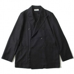 marka マーカ ダブル シャツジャケット W.B SHIRT JACKE チャコール ストライプ|M|BRAND