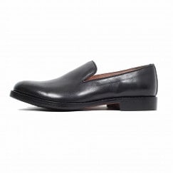 Milton Keynes ミルトンキーンズ レザーフラットシューズ ラバーソール Plain Toe Slip On メンズ ブラック|M|BRAND