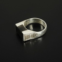 TOUAREG SILVER JEWELRY トゥアレグ シルバー ジュエリー POURE SILVER RING シルバーリング エボニーウッド四角 シルバー|T|BRAND