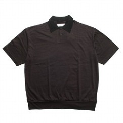 marka マーカ ポロシャツ ウォッシャブルウール 天竺 ブラウン×ブラック SUPER120s WOOL SINGLE JERSEY WASHABLE 1B POLO|M|BRAND