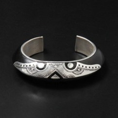 TOUAREG SILVER JEWELRY トゥアレグ シルバー ジュエリー POURE SILVER BANGLE シルバーバングル BR1 エボニーウッド シルバー|T|BRAND