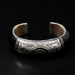 TOUAREG SILVER JEWELRY トゥアレグ シルバー ジュエリー POURE SILVER BANGLE シルバーバングル BR2 エボニーウッド シルバー|T|BRAND