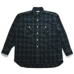 INTERIM インテリム ハイパービッグ タータンチェック ウール ミリタリー ワークシャツ HYPER BIG TARTAN WOOL DRAPE MILITARY WORK SHIRTS NAV