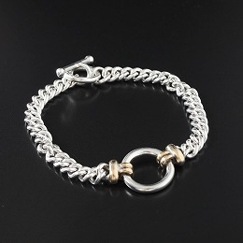INTERIM インテリム タスコ シルバー ブラス サークル チェーン ブレスレット TAXCO SILVER and BRASS CIRCLE BRACELET シルバー|I|BRAND