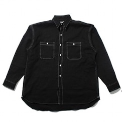 INTERIM インテリム ハイパービッグ リネン オックスフォード ミリタリー ワーク シャツ ブラック|I|BRAND